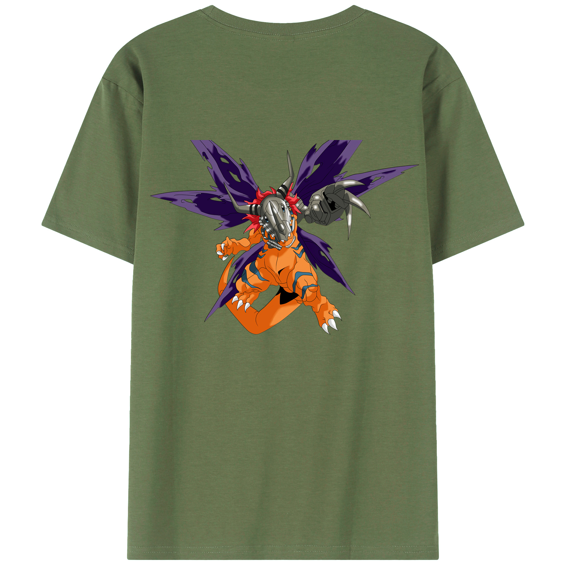 （画像用） Digimon デジタルモンスター/デジモン 綿100％ メンズ半袖Tシャツ（バックプリント） 通気性